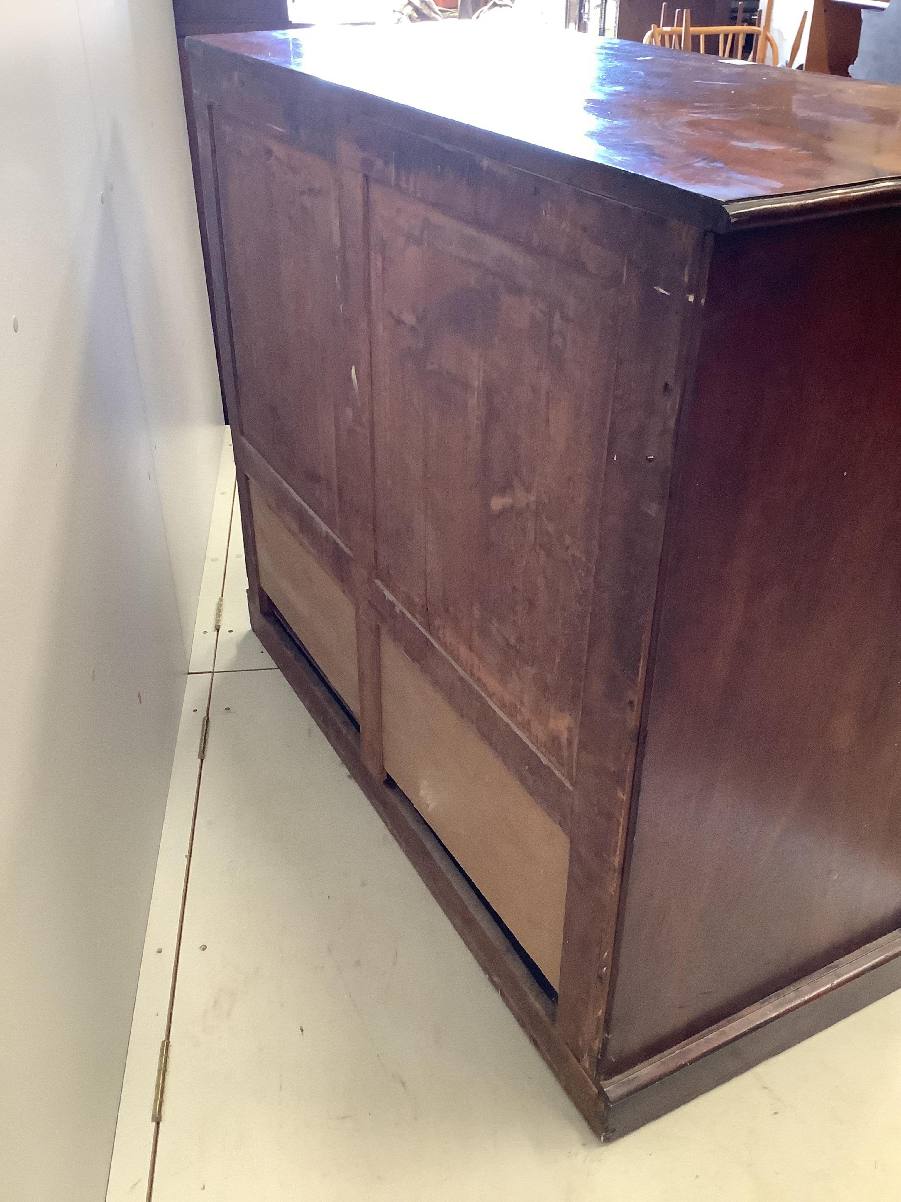 An early Victorian mahogany five drawer chest, width 124cm, depth 56cm, height 107cm. Condition - fair